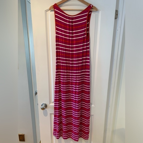 Hatley Maxi Dress Sleeveless Pink Red White Horizontal Lines Size Small - Picture 4 of 16